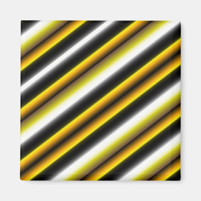 Yellow Black White Rainbow Stripes Magnet (Front)