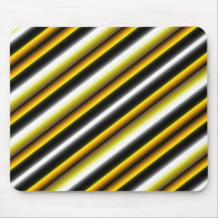 Yellow Black White Rainbow Stripes Mouse Mat
