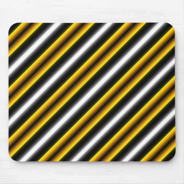 Yellow Black White Rainbow Stripes Mouse Mat (Front)