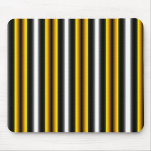 Yellow Black White Rainbow Stripes Mouse Mat