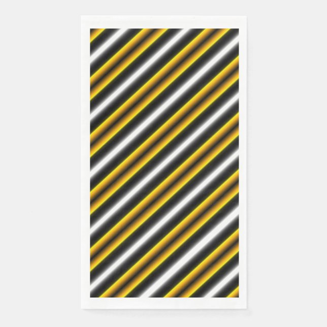Yellow Black White Rainbow Stripes Napkin (Front)