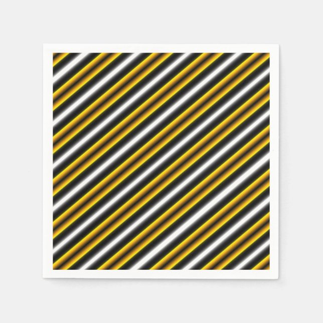 Yellow Black White Rainbow Stripes Napkin (Front)