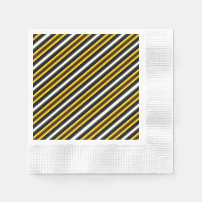 Yellow Black White Rainbow Stripes Napkin (Front)