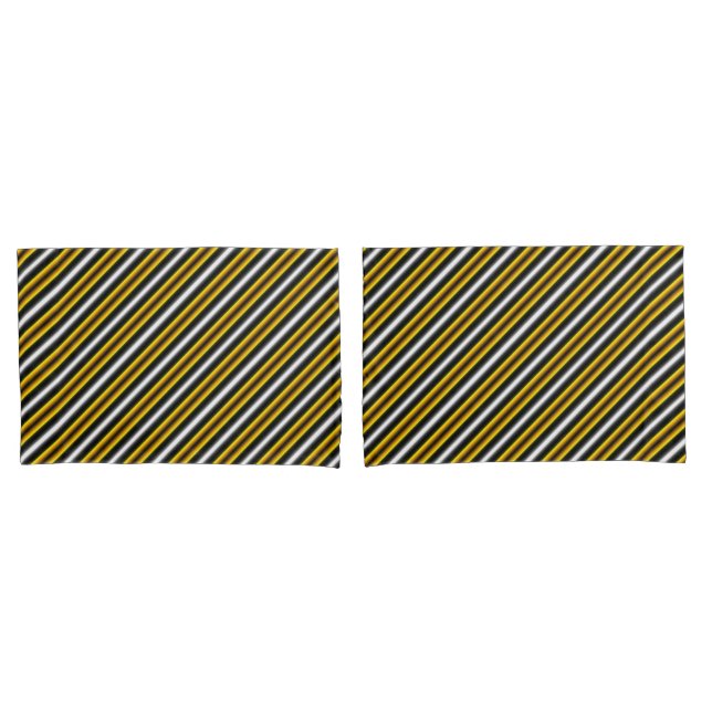 Yellow Black White Rainbow Stripes Pillowcase (Front-Set)