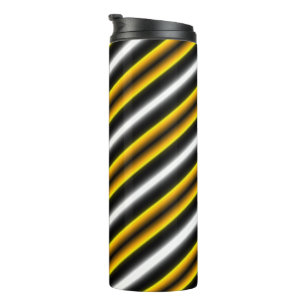 Yellow Black White Rainbow Stripes Thermal Tumbler
