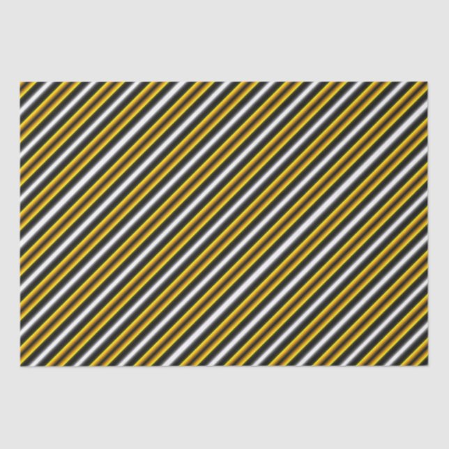Yellow Black White Rainbow Stripes Tissue Paper (Front)