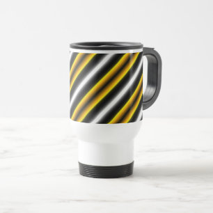 Yellow Black White Rainbow Stripes Travel Mug