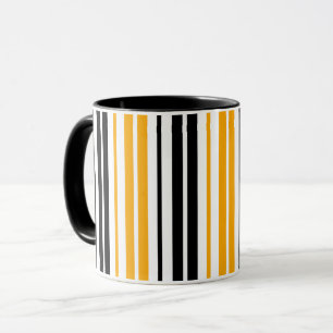 Yellow Black White Stripes Pattern Design  Mug
