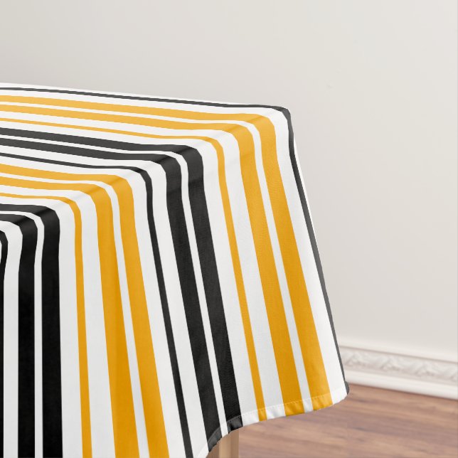 Yellow Black White Stripes Pattern Design  Tablecloth (In Situ)