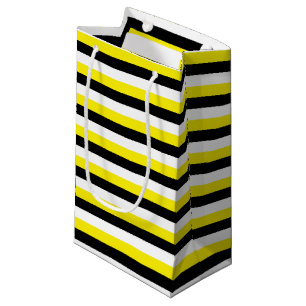 Yellow Black White Stripes Small Gift Bag