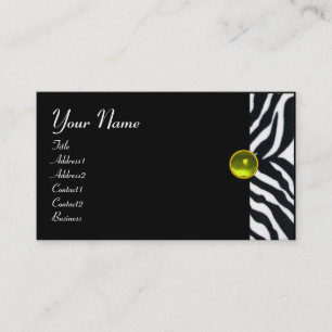 YELLOW BLACK WHITE ZEBRA FUR MONOGRAM,Topaz Business Card