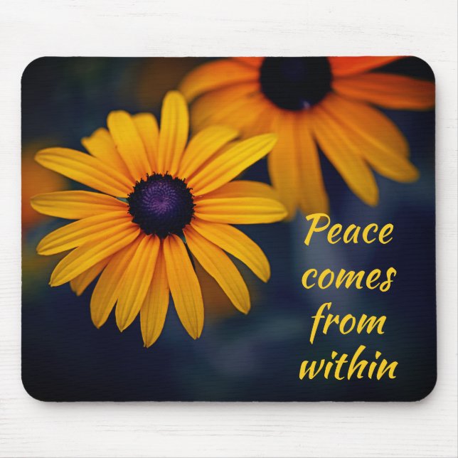 Yellow Blackeyed Susan Garden Flower Motivational Mouse Mat (Front)