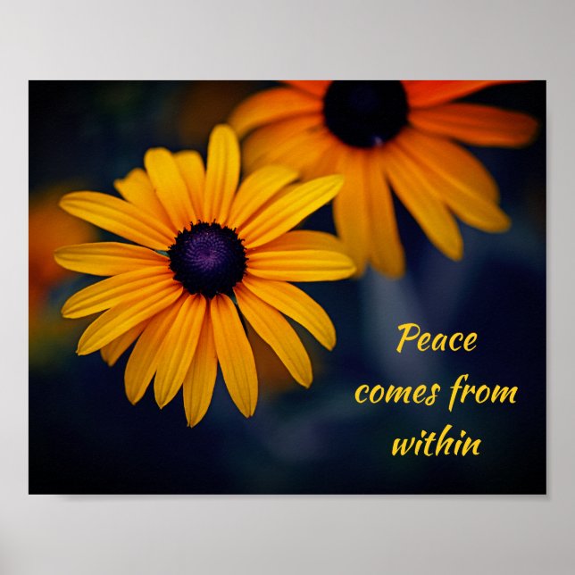 Yellow Blackeyed Susan Garden Flower Motivational Poster (Front)
