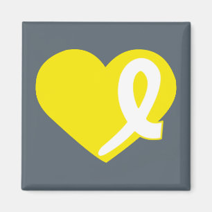 Yellow Bladder Cancer Heart ribbon square magnet