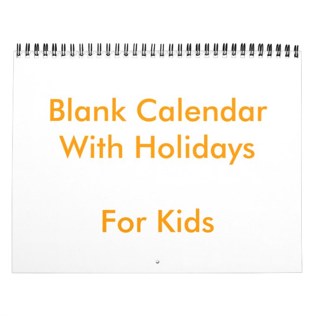Yellow Blank Calendar With Holidays For Kids (Cover)