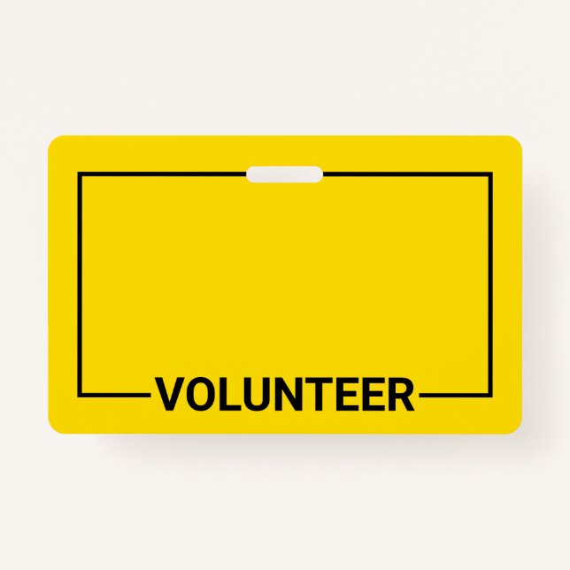 Yellow Blank Volunteer ID Badge (Front)