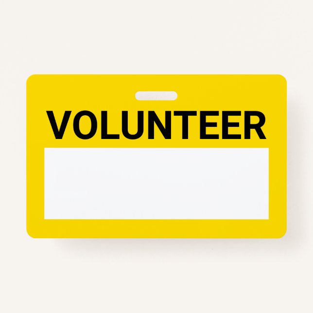 Yellow Blank Volunteer ID Badge (Front)