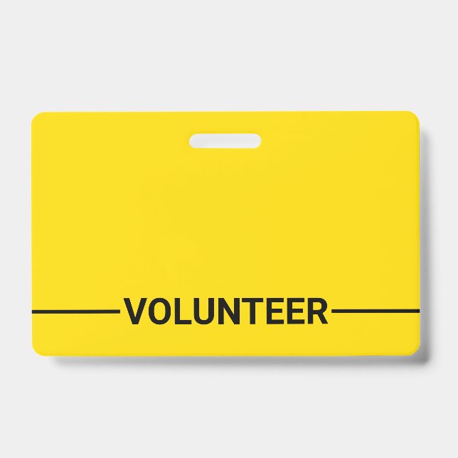 Yellow Blank Volunteer ID Badge (Front)