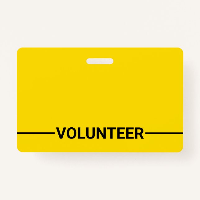 Yellow Blank Volunteer ID Badge (Front)