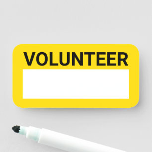 Yellow Blank Volunteer Name Tag