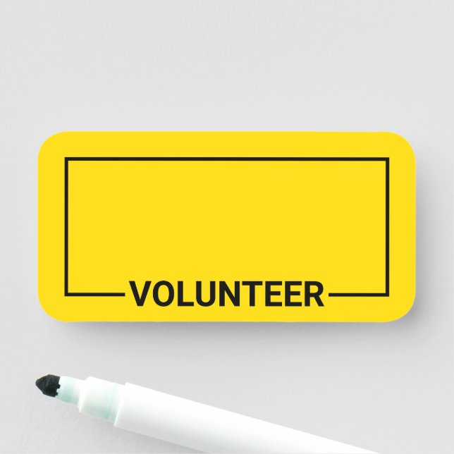 Yellow Blank Volunteer Name Tag (In Situ)