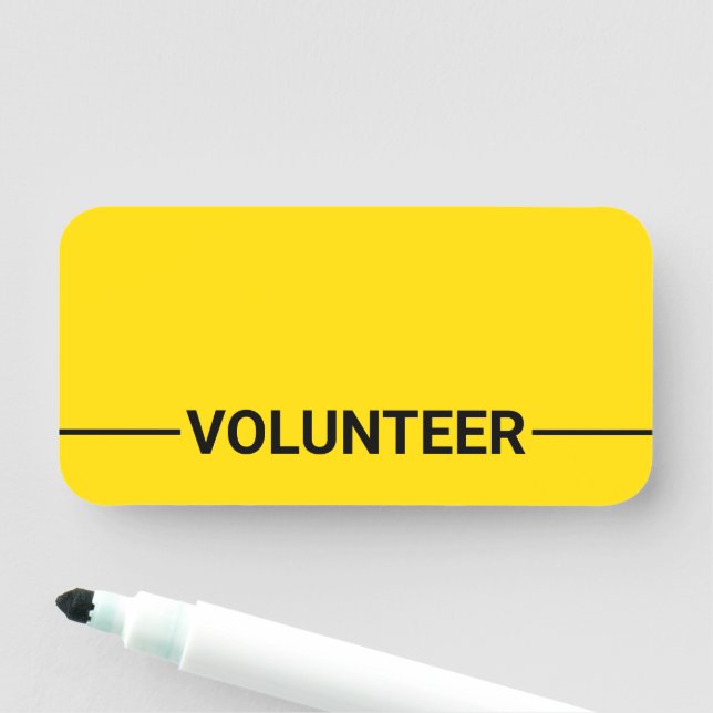Yellow Blank Volunteer Name Tag (In Situ)