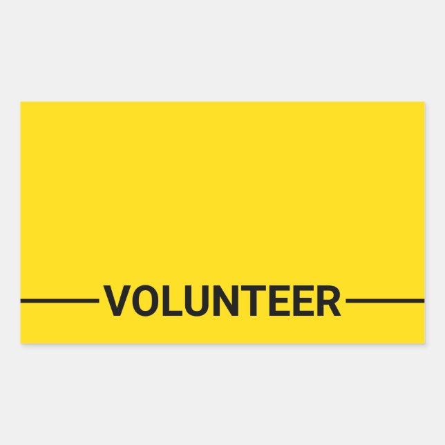 Yellow Blank Volunteer Rectangular Sticker (Front)