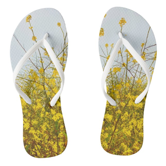 Yellow Bloom Flip Flops  (Footbed)