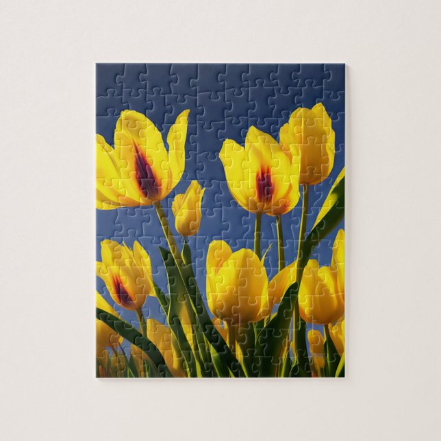 Yellow Blooming Tulips, Jigsaw Puzzle (Vertical)