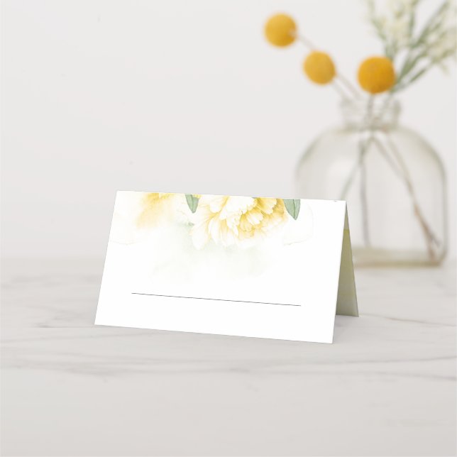 Yellow Blossom Botanical Wedding Place Card (Front)