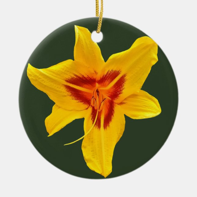 Yellow Blossom Photo Ceramic Tree Decoration (Front)