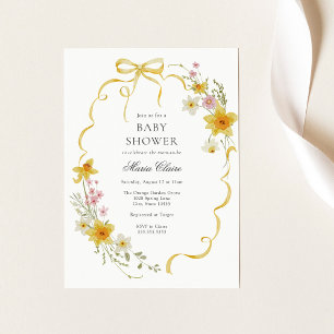 Yellow Blossoms and Bows Baby Shower Invitation