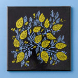 Yellow, blue and black lemon vines tile<br><div class="desc">Immerse your space in the refreshing allure of the Mediterranean with our Yellow and Blue Lemon Vines Tile. This captivating tile showcases a harmonious blend of yellow and blue hues, reminiscent of the Mediterranean coastline. The intricate lemon vines pattern adds a touch of natural beauty, while the black background enhances...</div>