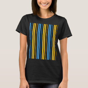 Yellow Blue and Black Vertical Stripes Pattern T-Shirt