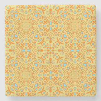 Yellow Blue and Orange Fun Geometric Unique Stone Coaster