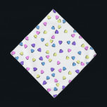 Yellow, Blue and Pink Hearts Bandana<br><div class="desc">* Great for Valentine's Day or year round. * Two size options * Perfect for pets and their owners. * * Cover your mouth or hair, use as a fashion accessory around your neck or in your pocket. * Yellow, Blue and Pink Hearts on a yellow design covers this square...</div>