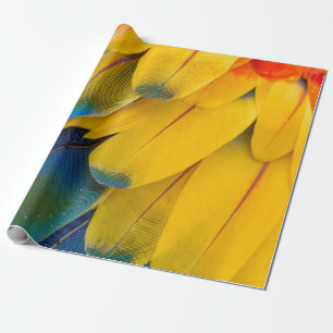 Yellow blue and red birds of paradise flower wrapping paper