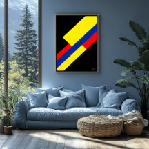 Yellow, Blue and Red Diagonal Bauhaus Design