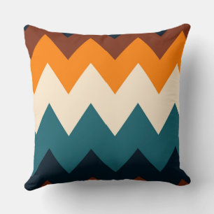 Yellow, blue and Turquoise Chevron Pattern Cushion