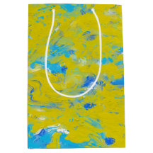 Yellow, Blue and White Swirls 