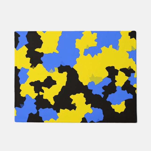 Yellow Blue Black Abstract Design Doormat (Front)
