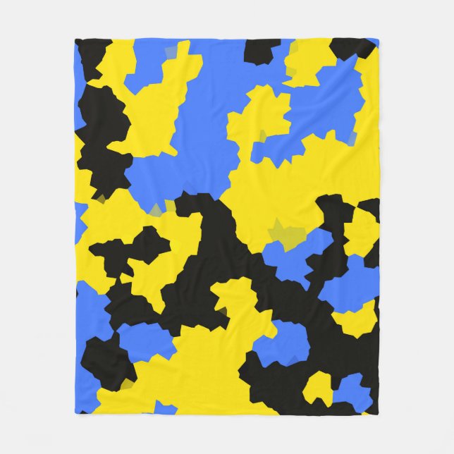Yellow Blue Black Abstract Design Fleece Blanket (Front)