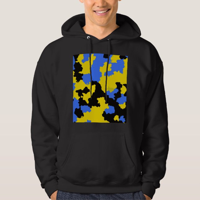 Yellow Blue Black Abstract Design Hoodie (Front)