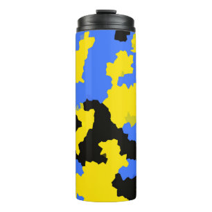 Yellow Blue Black Abstract Design Thermal Tumbler