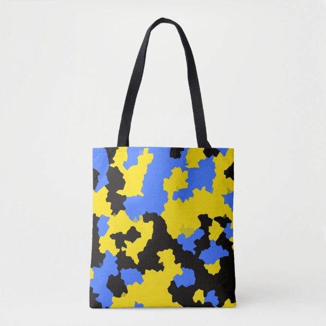 Yellow Blue Black Abstract Design Tote Bag (Front)