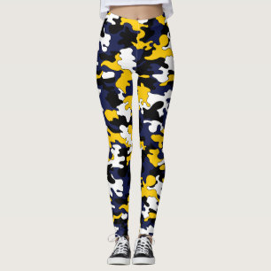 Yellow, Blue, Black Camo Leggings