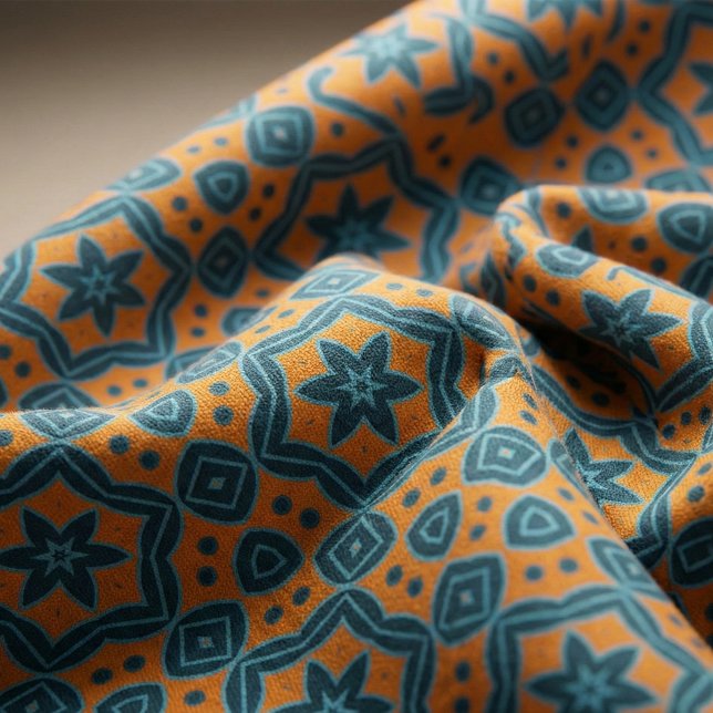 Yellow & Blue Boho Stylish Geometric Pattern Fabric (Creator Uploaded)