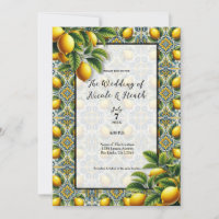 Yellow Blue Capri Lemon Mediterranean Tile Wedding