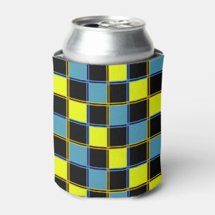 Yellow blue checkered geometric pattern can cooler