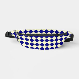 Yellow Blue Chequered Diamond Pattern Bum Bags